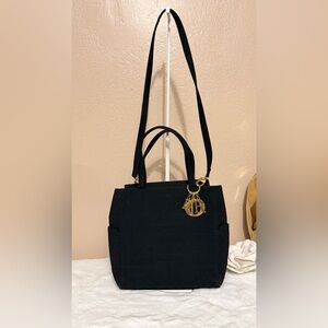 Vintage DIOR Black Quilted Tote with Gold Letter Charm